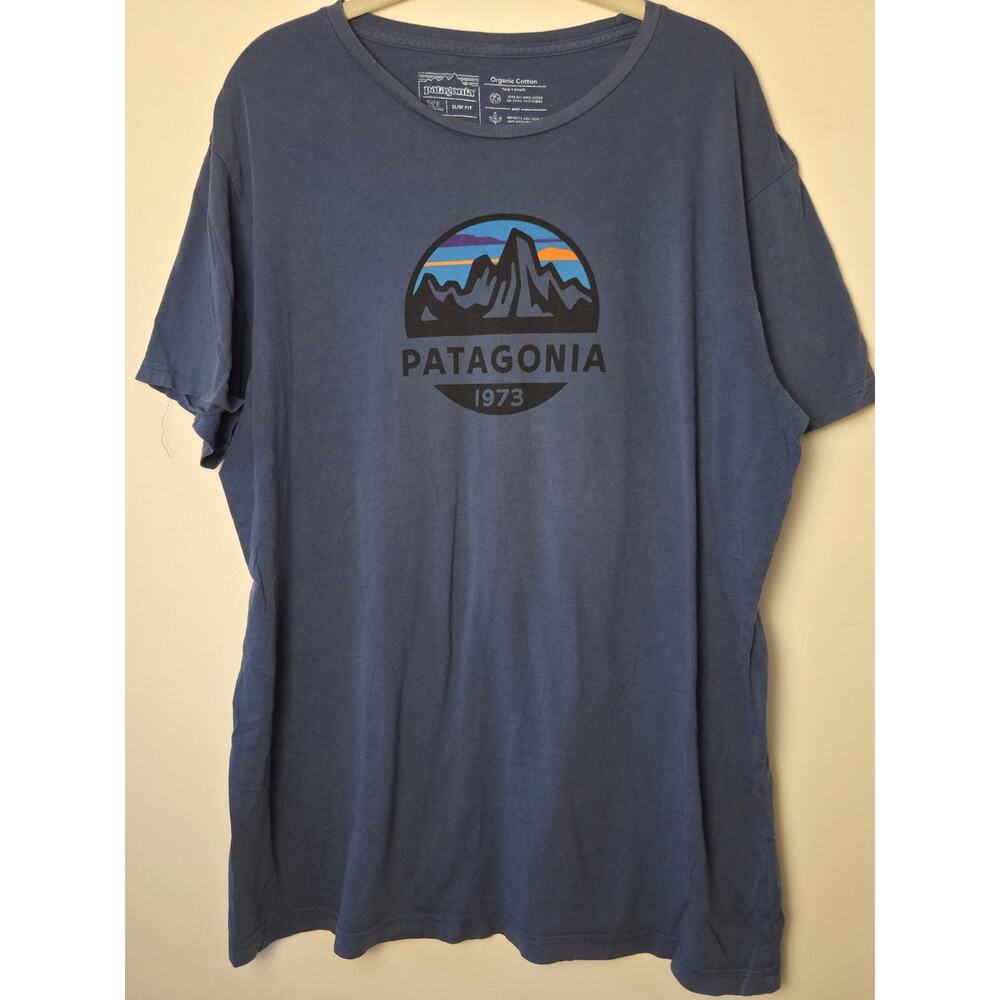 Patagonia Men's XL Fitz Roy Scope Organic T-Shirt Army Gray Short Sleeve